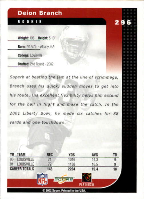 2002 Score Football "Main Set" Cards - Picture 121 of 133