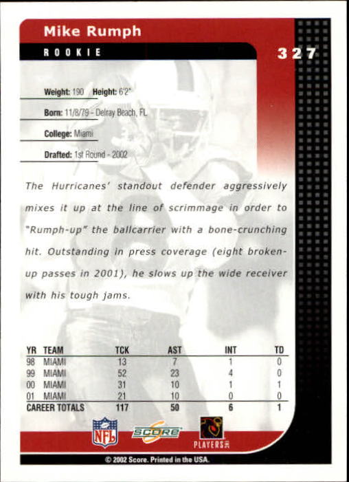 2002 Score Football "Main Set" Cards - Picture 133 of 133