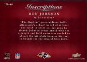 2002 Score Inscriptions #40 Ron Johnson back image