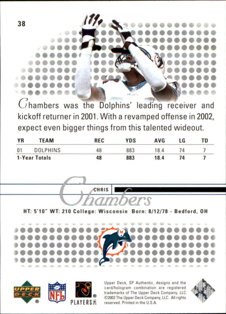 2002 SP Authentic #38 Chris Chambers back image