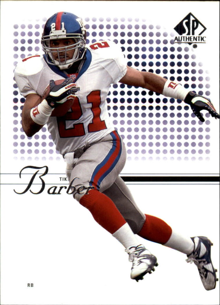 Tiki Barber autographed football card (New York Giants) 2002