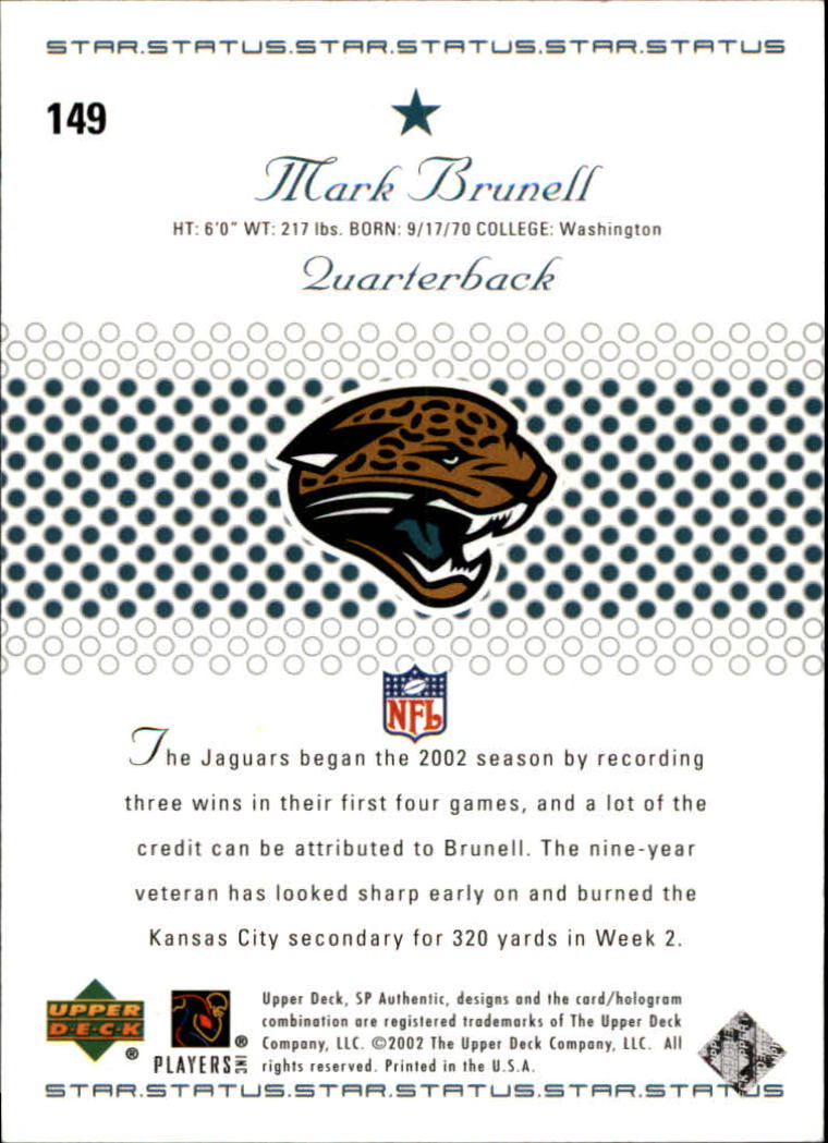 2002 SP Authentic #149 Mark Brunell SS back image