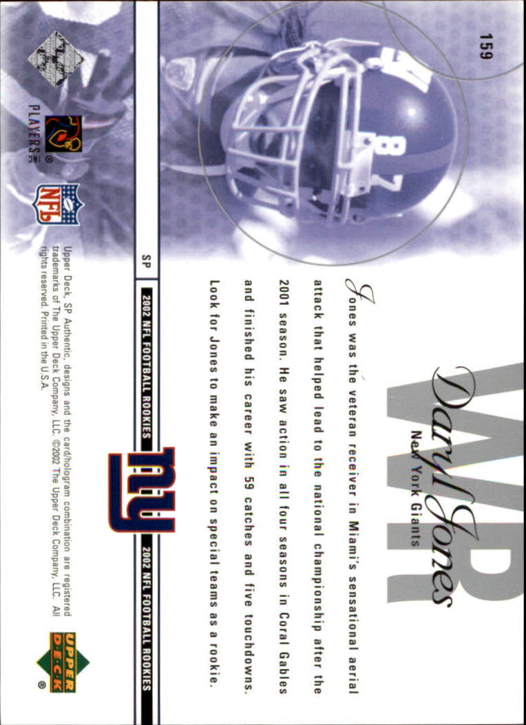 2002 SP Authentic #159 Daryl Jones RC back image
