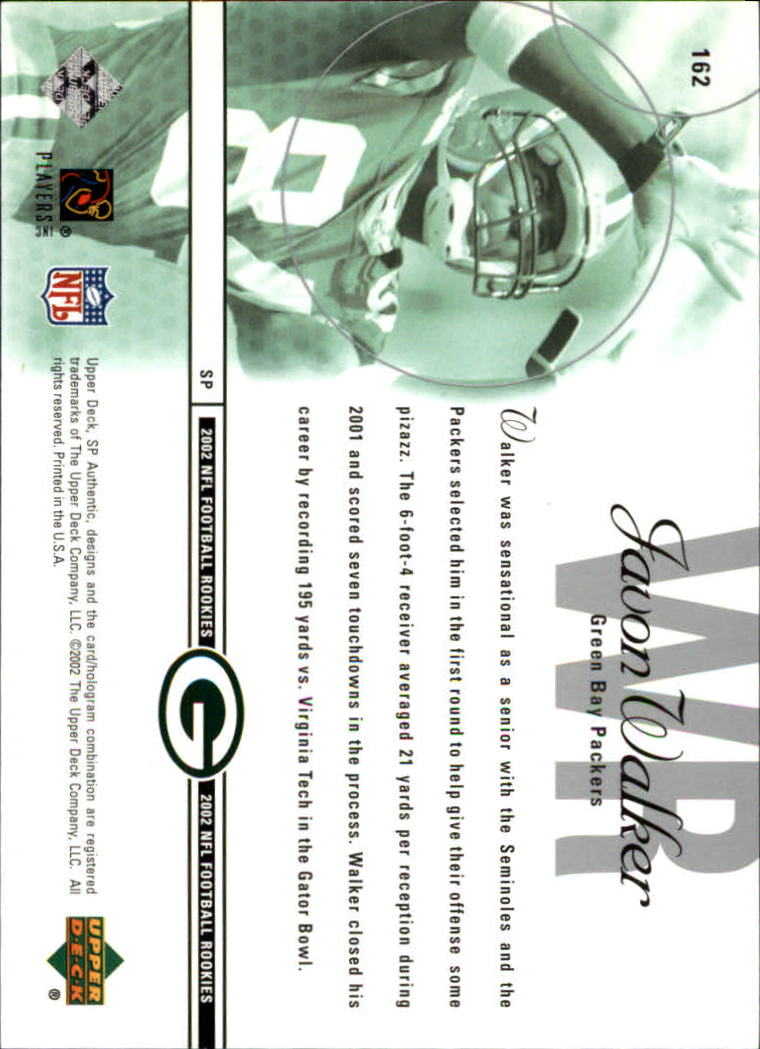 2002 SP Authentic #162 Javon Walker RC back image