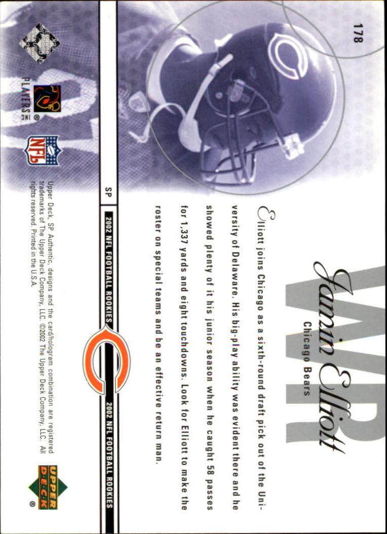 2002 SP Authentic #178 Jamin Elliott RC back image