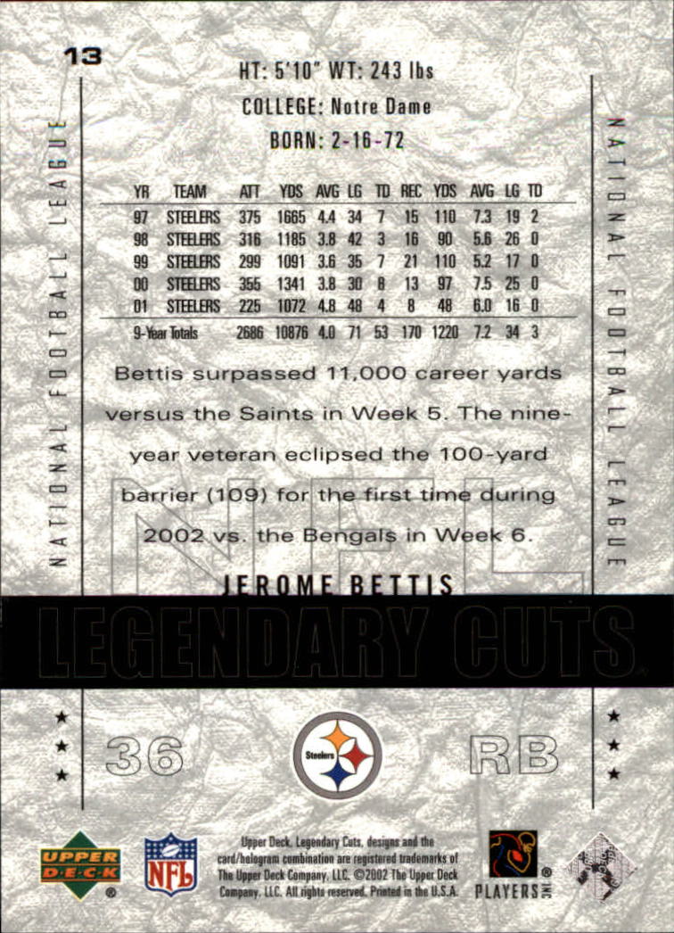 2002 SP Legendary Cuts (Upper Deck) Football Cards - Picture 45 of 51