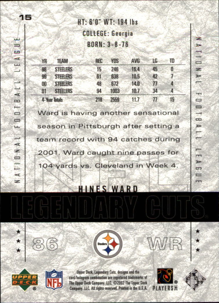 2002 SP Legendary Cuts #15 Hines Ward back image