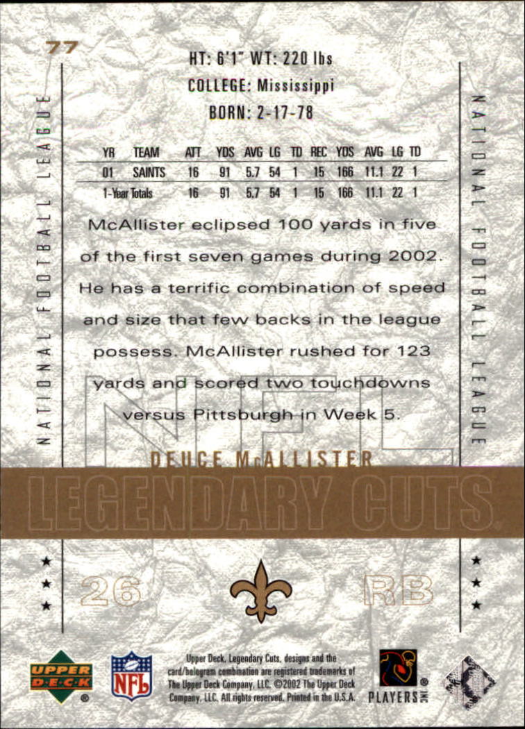 2002 SP Legendary Cuts (Upper Deck) Football Cards - Picture 29 of 51