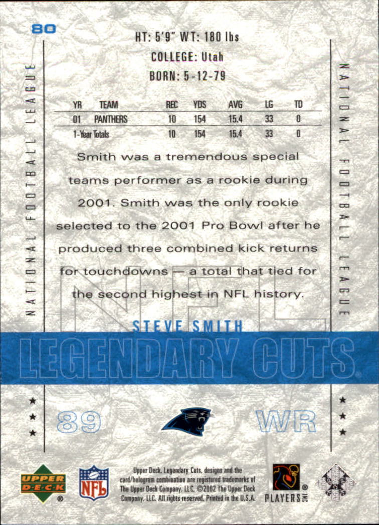 2002 SP Legendary Cuts #80 Steve Smith back image