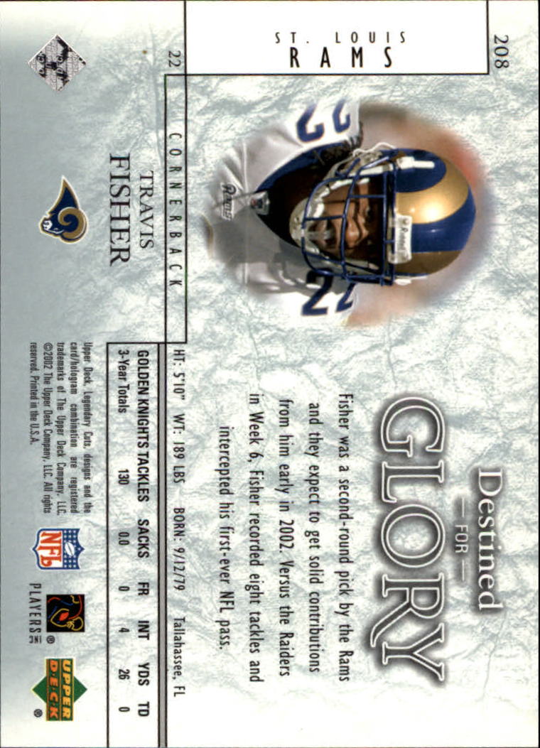 2002 SP Legendary Cuts #208 Travis Fisher RC back image
