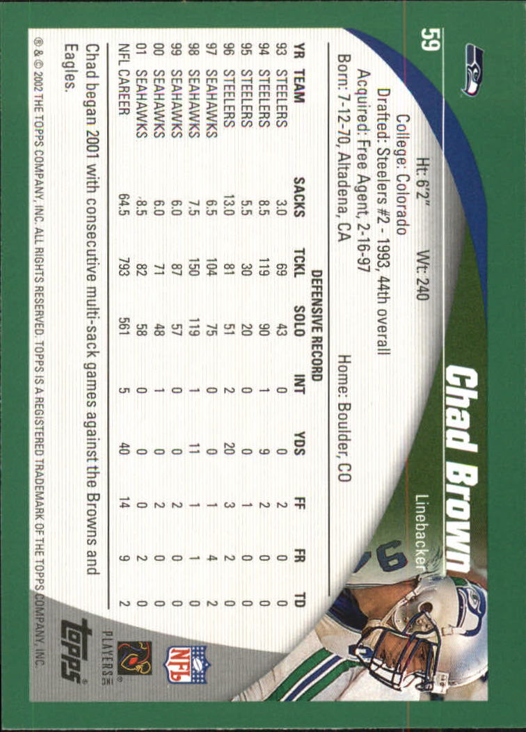 2002 Topps #59 Chad Brown back image