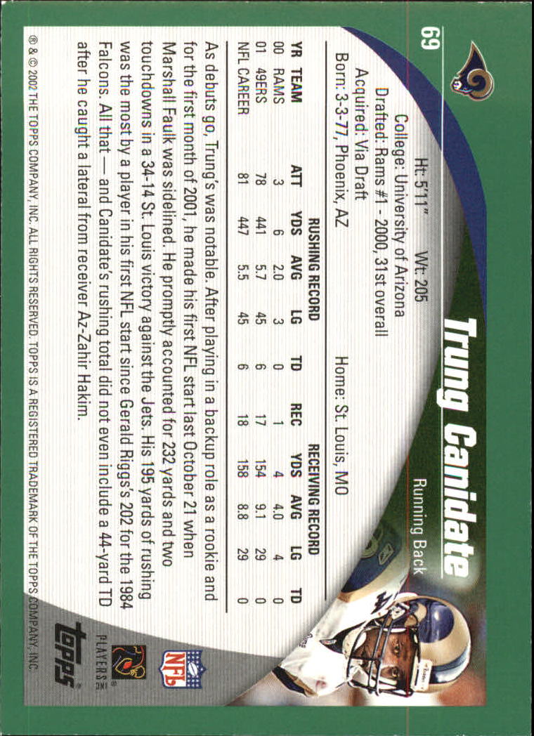 2002 Topps #69 Trung Canidate back image