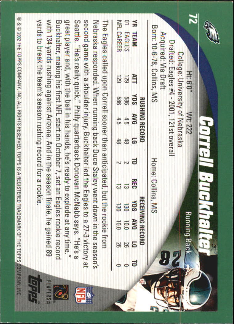 2002 Topps #72 Correll Buckhalter back image