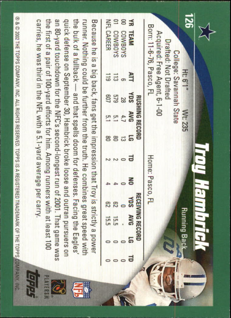 2002 Topps #126 Troy Hambrick back image