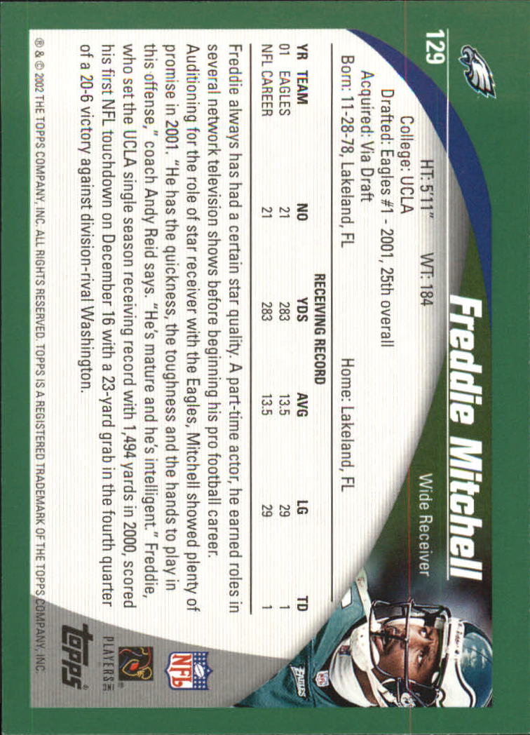 2002 Topps #129 Freddie Mitchell back image