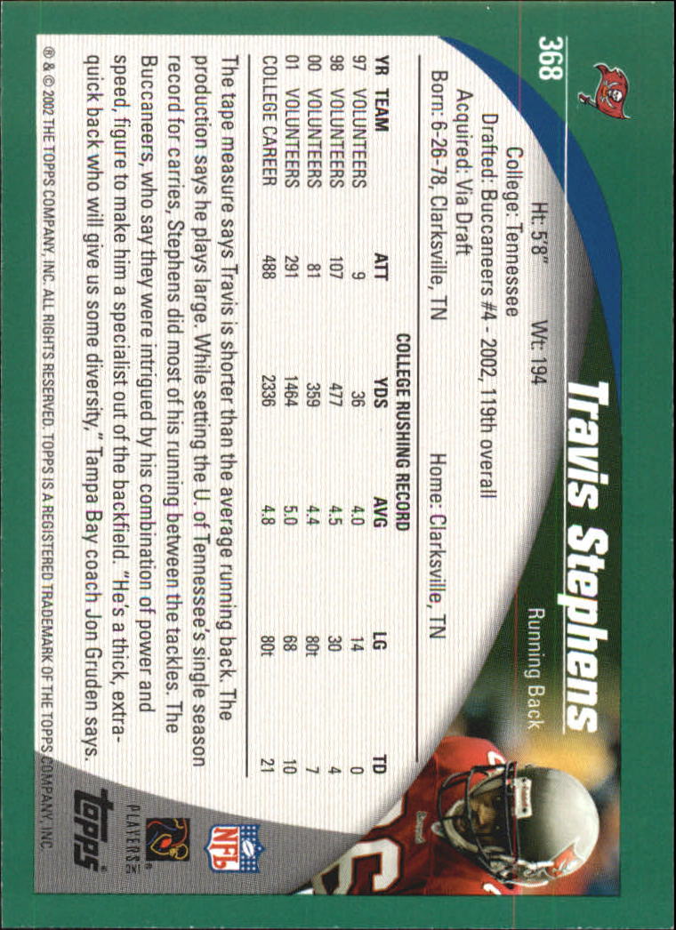 2002 Topps #368 Travis Stephens RC back image