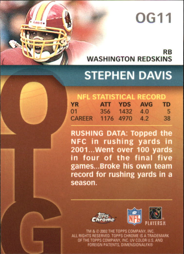 2002 Topps Chrome Own the Game #OG11 Stephen Davis back image