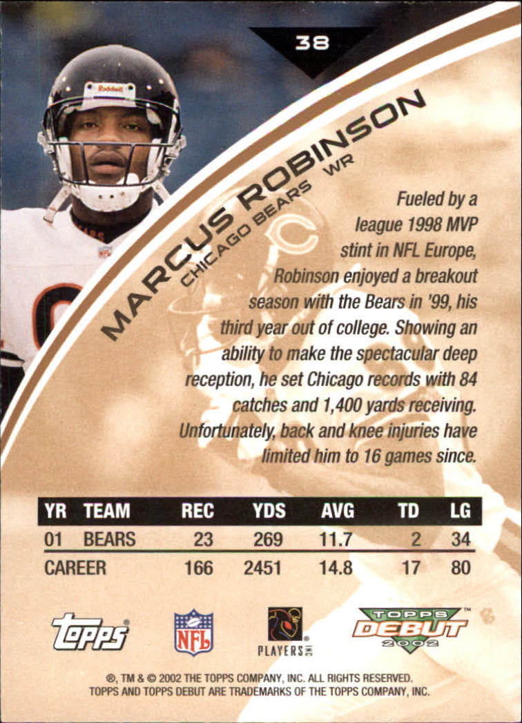 2002 Topps Debut #38 Marcus Robinson back image