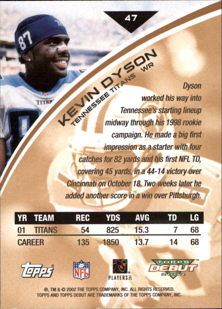 2002 Topps Debut #47 Kevin Dyson back image