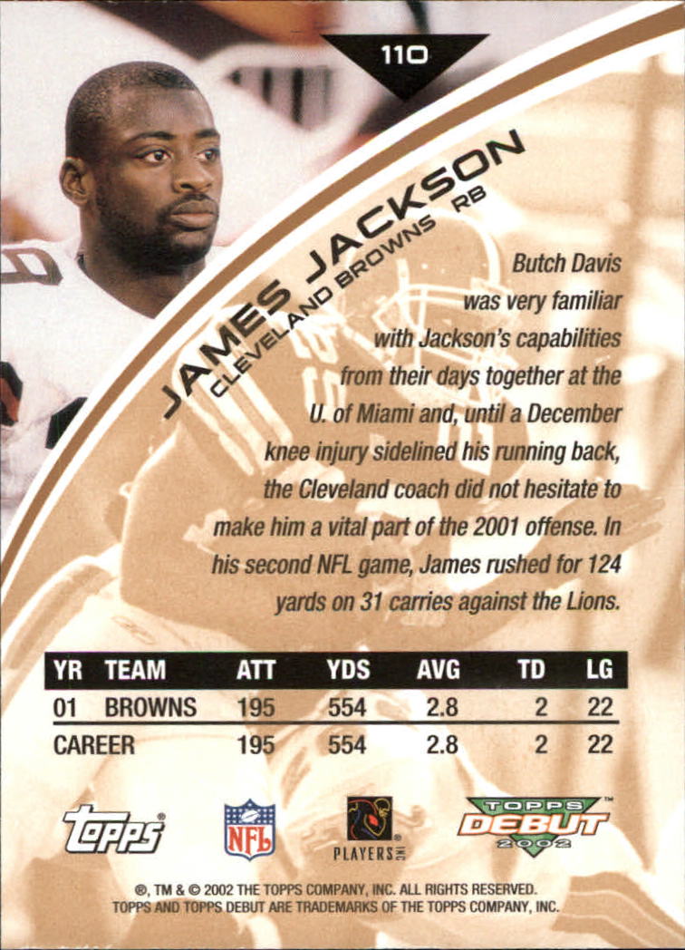 2002 Topps Debut #110 James Jackson back image