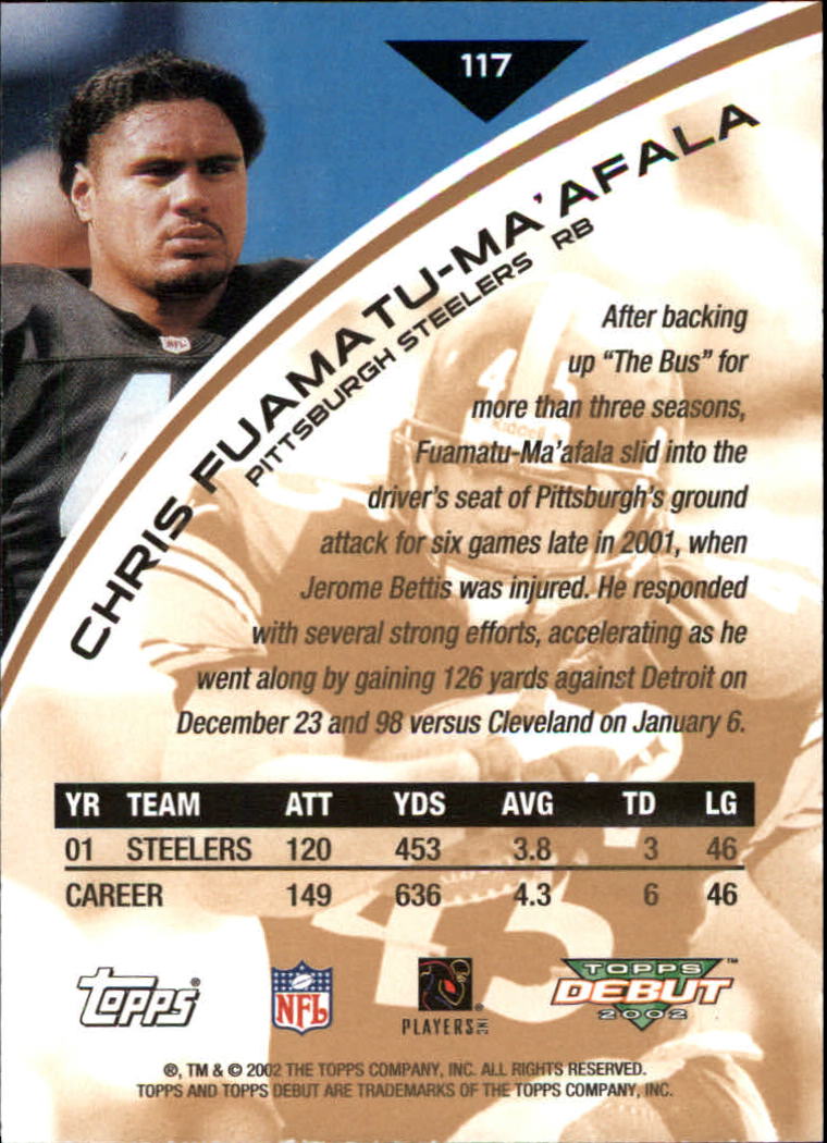 2002 Topps Debut #117 Chris Fuamatu-Ma'afala back image