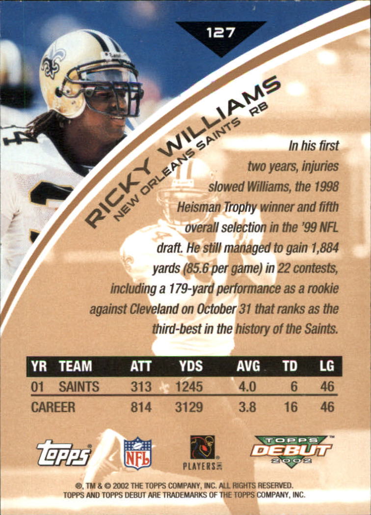 2002 Topps Debut #127 Ricky Williams back image