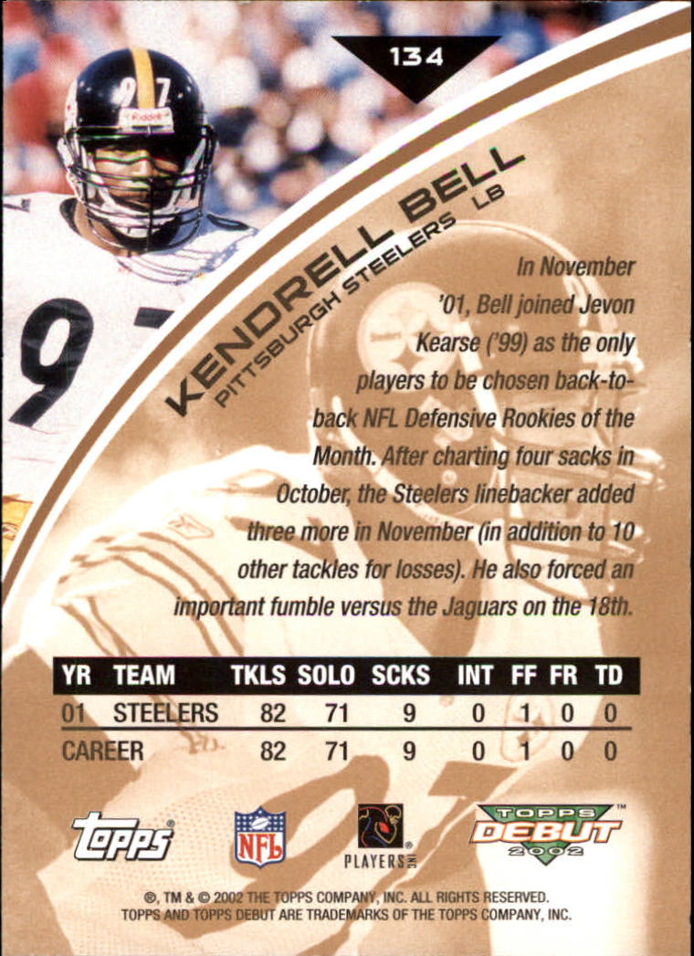 2002 Topps Debut #134 Kendrell Bell back image