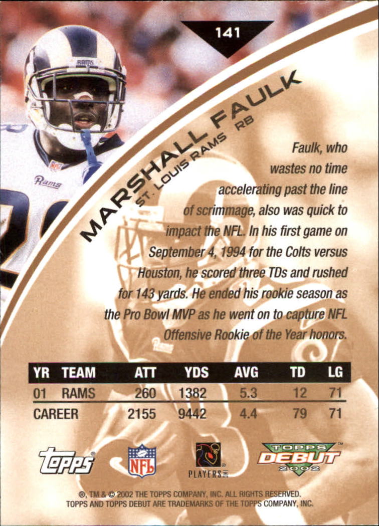 2002 Topps Debut #141 Marshall Faulk back image