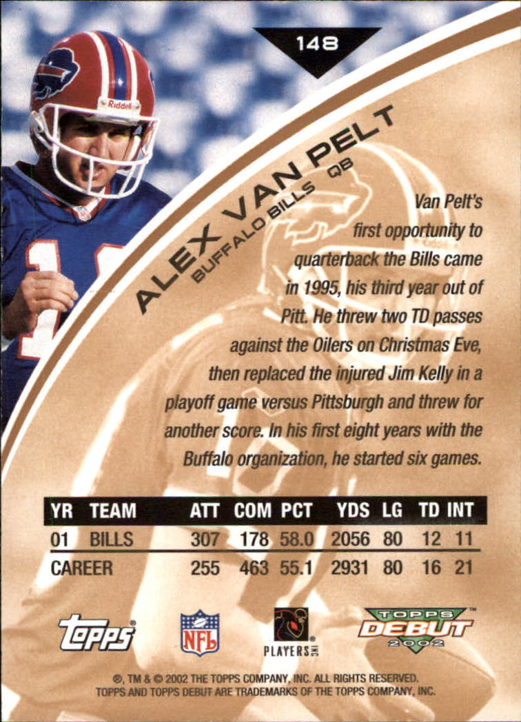 2002 Topps Debut #148 Alex Van Pelt back image