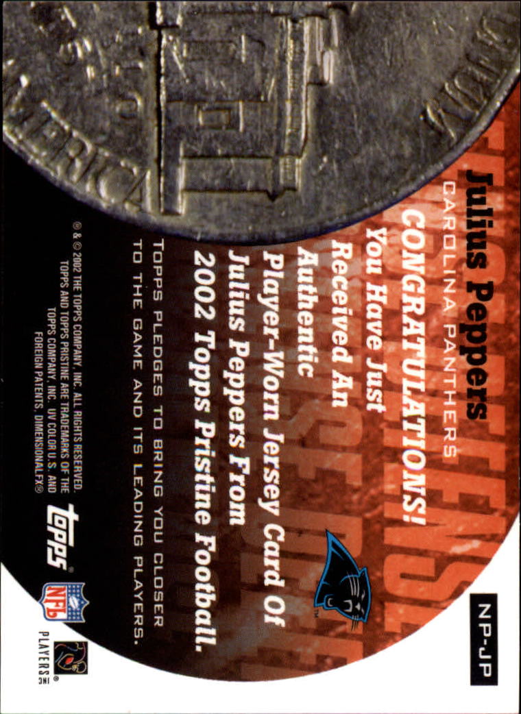 2002 Topps Pristine Nickel Package Jerseys #NPJP Julius Peppers D back image