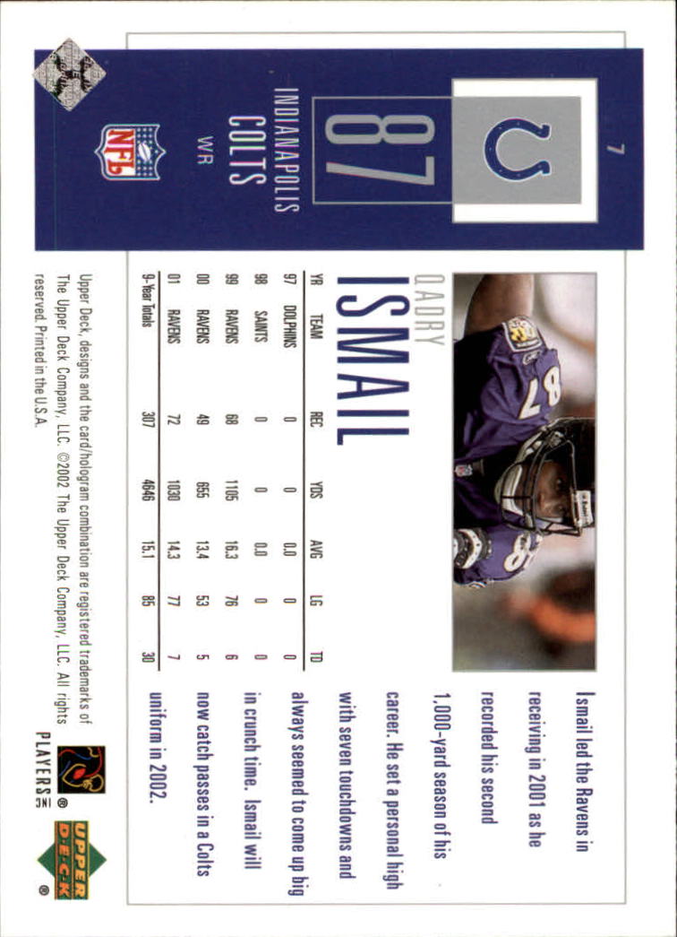 2002 UD Piece of History #7 Qadry Ismail back image