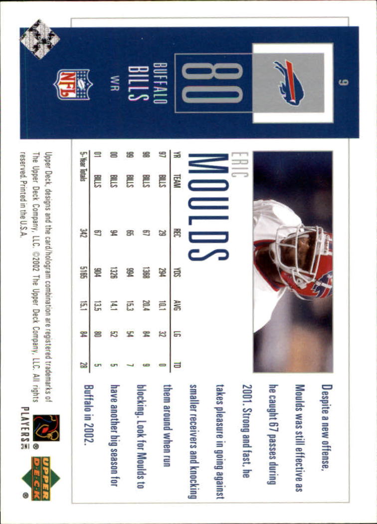 2002 UD Piece of History #9 Eric Moulds back image