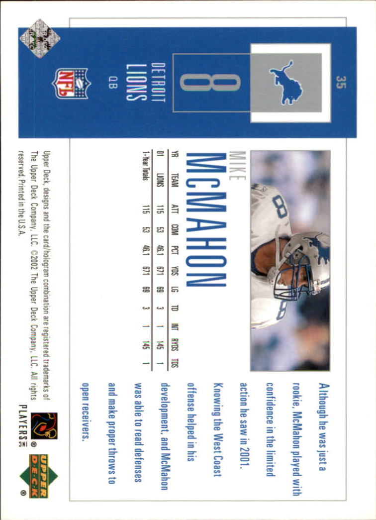 2002 UD Piece of History #35 Mike McMahon back image