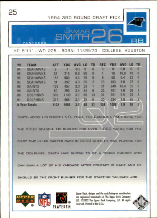 2002 Upper Deck Football "Main Set" Cards #1 to #300 - Picture 29 of 305