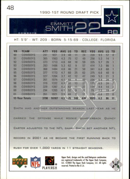 2002 Upper Deck Football "Main Set" Cards #1 to #300 - Picture 69 of 305