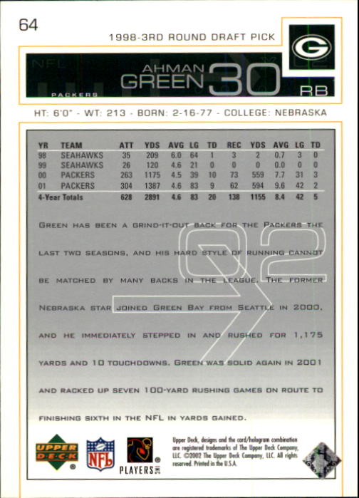 2002 Upper Deck Football "Main Set" Cards #1 to #300 - Picture 89 of 305