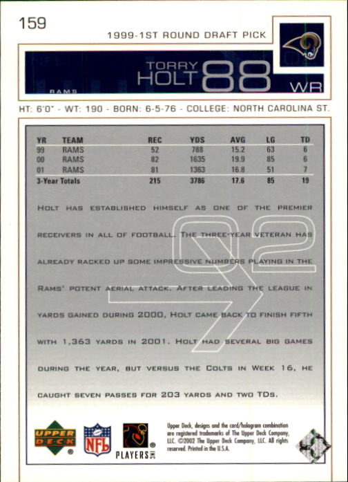 2002 Upper Deck Football "Main Set" Cards #1 to #300 - Picture 239 of 305