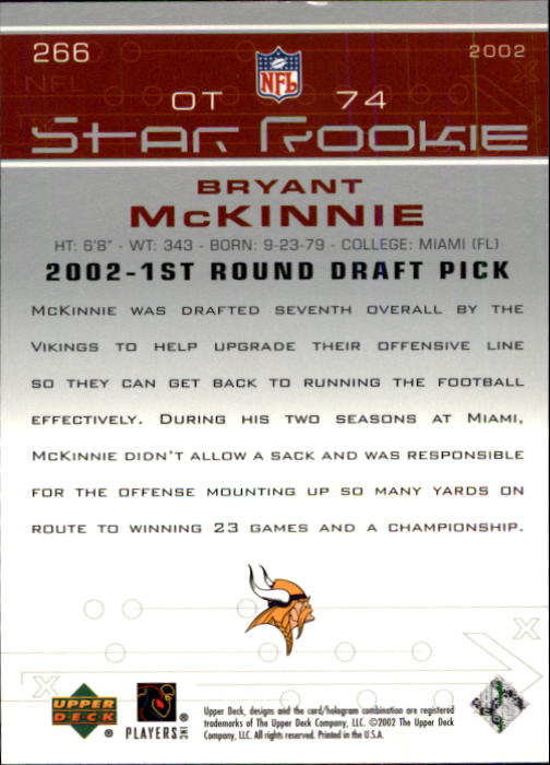 2002 Upper Deck Football "Main Set" Cards #1 to #300 - Picture 299 of 305