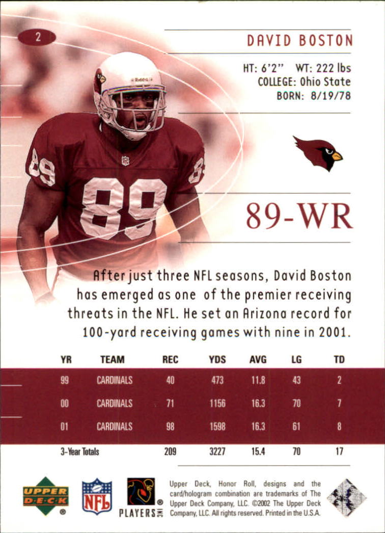 2002 Honor Roll (Upper Deck) Football "Main Set" Cards #1 to #166 - Picture 5 of 191