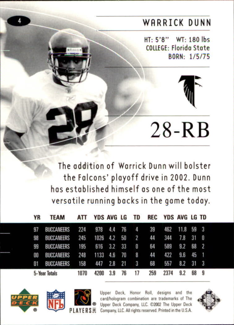 2002 Honor Roll (Upper Deck) Football "Main Set" Cards #1 to #166 - Picture 7 of 191