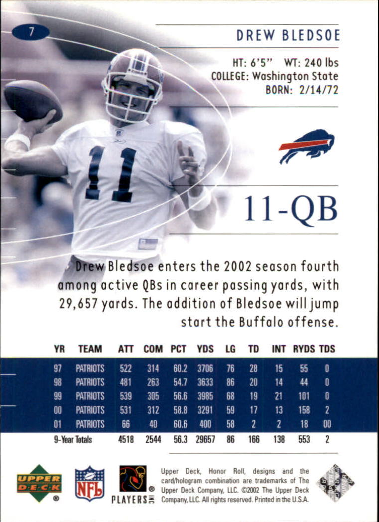 2002 Honor Roll (Upper Deck) Football "Main Set" Cards #1 to #166 - Picture 13 of 191