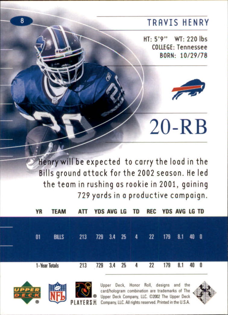 2002 Honor Roll (Upper Deck) Football "Main Set" Cards #1 to #166 - Picture 15 of 191