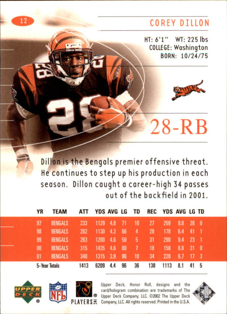 2002 Honor Roll (Upper Deck) Football "Main Set" Cards #1 to #166 - Picture 23 of 191