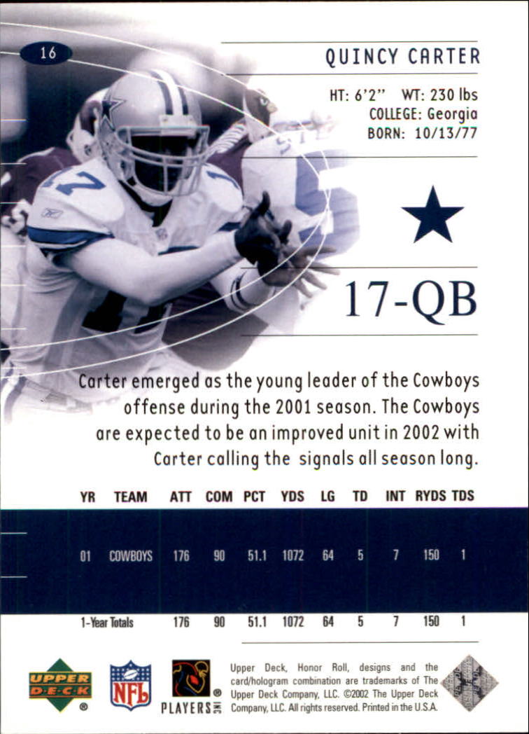 2002 Honor Roll (Upper Deck) Football "Main Set" Cards #1 to #166 - Picture 31 of 191