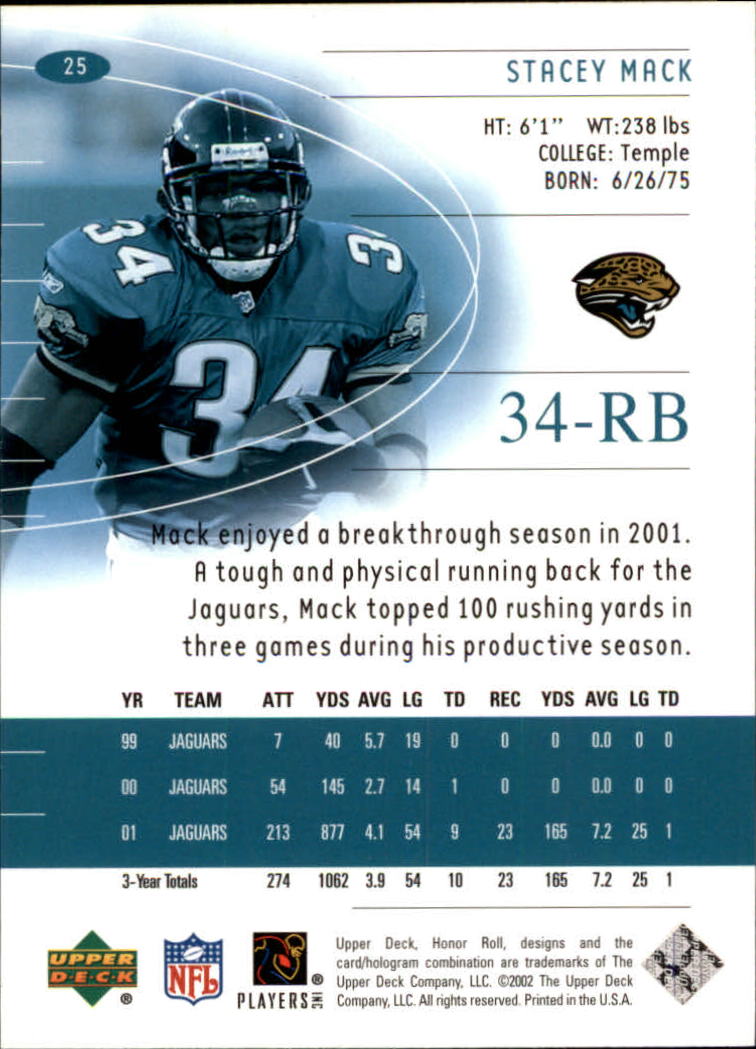 2002 Honor Roll (Upper Deck) Football "Main Set" Cards #1 to #166 - Picture 49 of 191