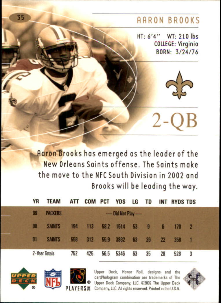 2002 Honor Roll (Upper Deck) Football "Main Set" Cards #1 to #166 - Picture 67 of 191