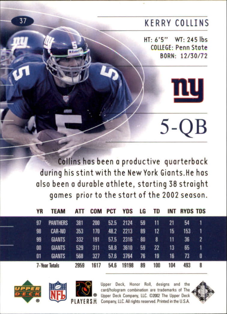 2002 Honor Roll (Upper Deck) Football "Main Set" Cards #1 to #166 - Picture 71 of 191
