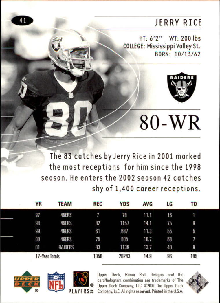 2002 Honor Roll (Upper Deck) Football "Main Set" Cards #1 to #166 - Picture 79 of 191