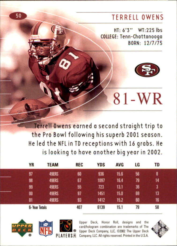 2002 Honor Roll (Upper Deck) Football "Main Set" Cards #1 to #166 - Picture 97 of 191