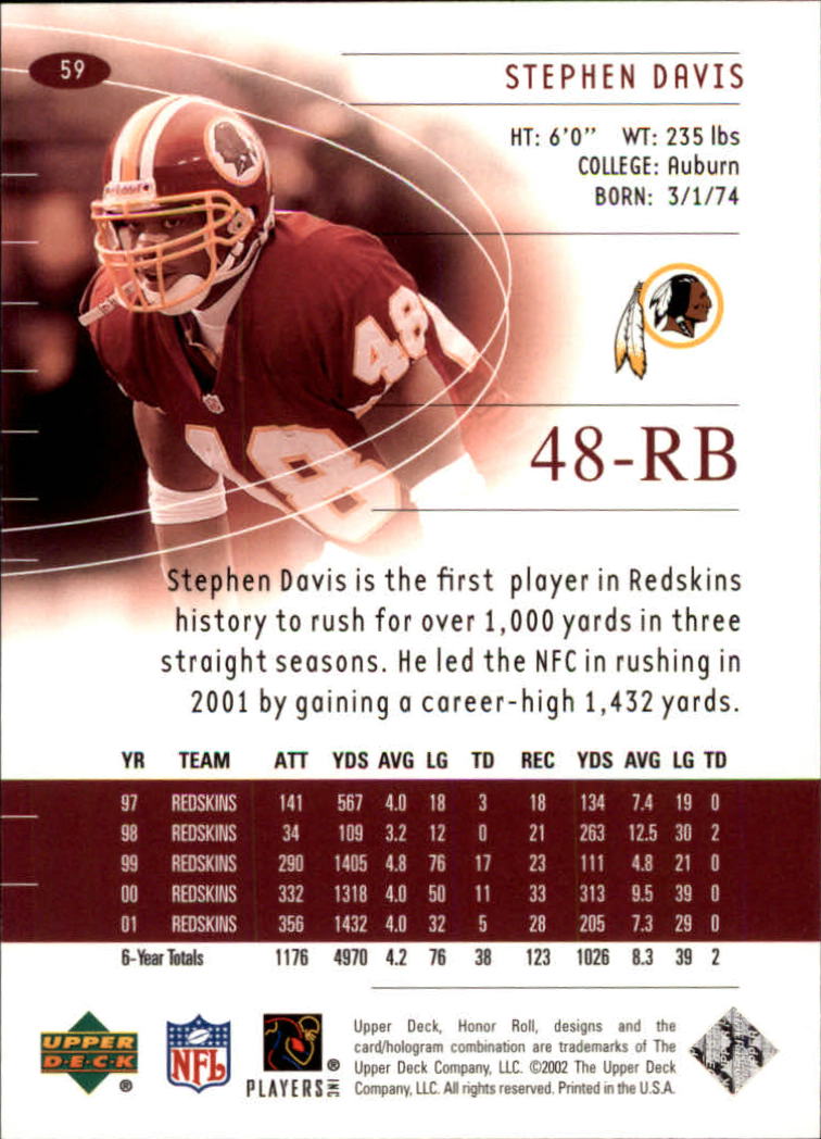 2002 Honor Roll (Upper Deck) Football "Main Set" Cards #1 to #166 - Picture 113 of 191